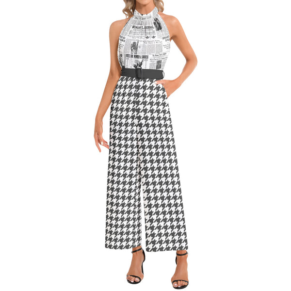 Halter Neck Buckle Belted Jumpsuit - Objet D'Art