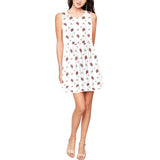 rose white print 6A Thea Sleeveless Skater Dress(Model D19) - Objet D'Art