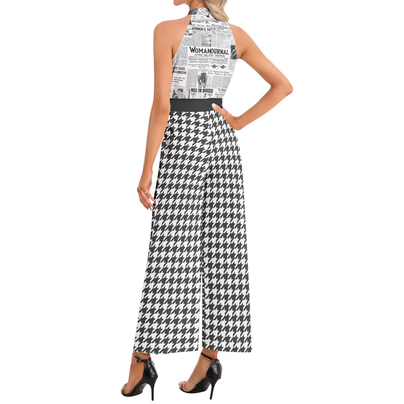 Halter Neck Buckle Belted Jumpsuit - Objet D'Art