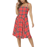 Plaid Sleeveless Square Neck Flare Hem Midi Dress - Objet D'Art