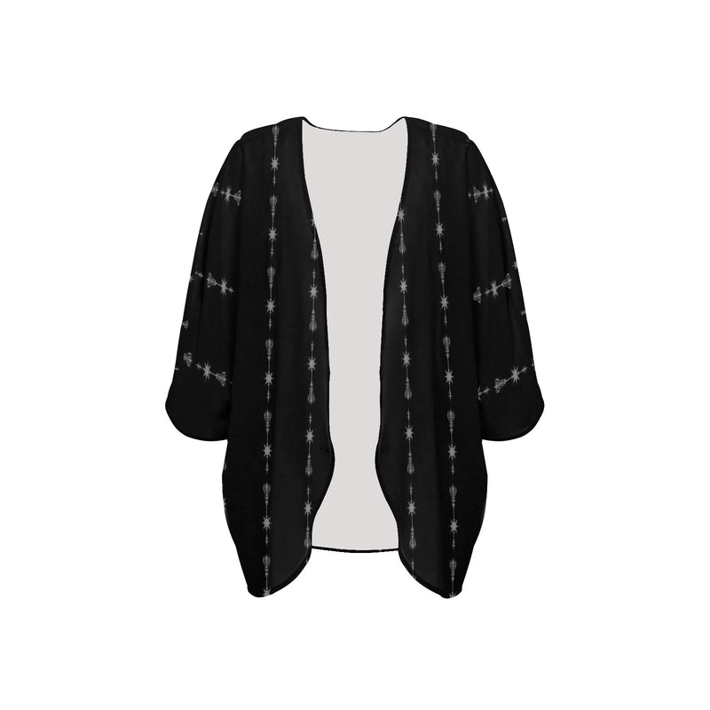 arrows rising bw print 2 Women's Kimono Chiffon Cover Up (Model H51) - Objet D'Art