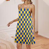 bar trident dress Drawstring Neck Sleeveless Dress (Model D68) - Objet D'Art