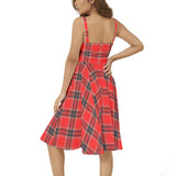 Plaid Sleeveless Square Neck Flare Hem Midi Dress - Objet D'Art