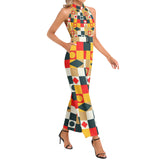 Halter Neck Buckle Belted Jumpsuit - Objet D'Art