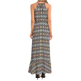 Diamond Ruffle Hem Halter Neck Maxi Dress - Objet D'Art