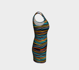 Multi-colored Abstract Lines Bodycon Dress - Objet D'Art