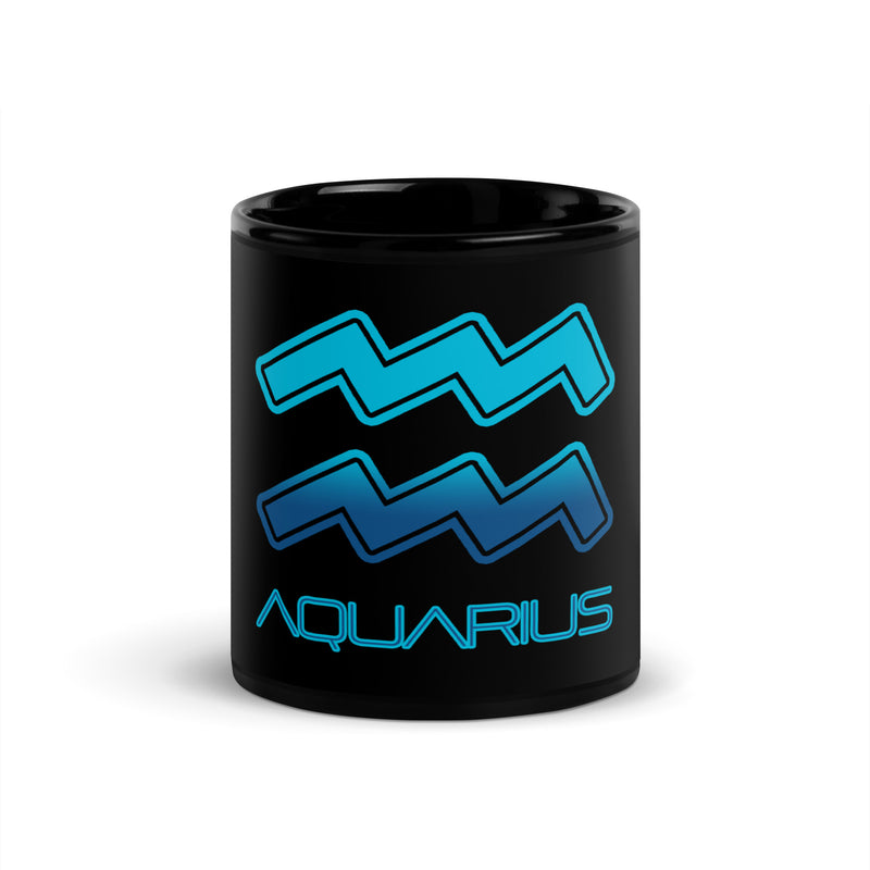 Aquarius Black Glossy Mug - Objet D'Art