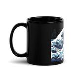 Great Wave Off Kanagawa Black Glossy Mug - Objet D'Art