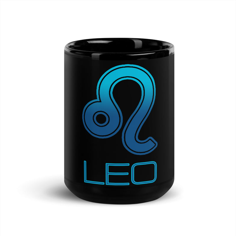 Leo Black Glossy Mug - Objet D'Art