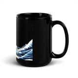 Great Wave Off Kanagawa Black Glossy Mug - Objet D'Art