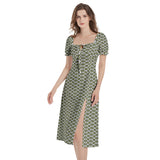 Puff Sleeve Split Thigh Midi Dress - Objet D'Art