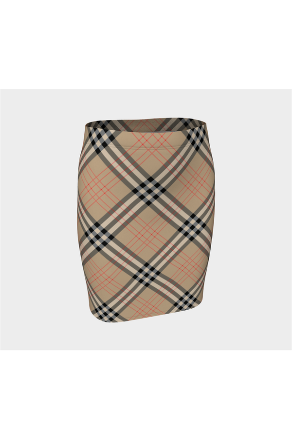 Tan Tartan Fitted Skirt - Objet D'Art