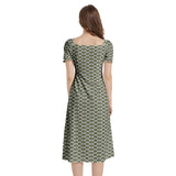 Puff Sleeve Split Thigh Midi Dress - Objet D'Art