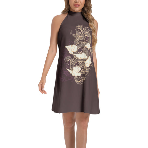 Tie Back Halter Neck Flared Dress - Objet D'Art