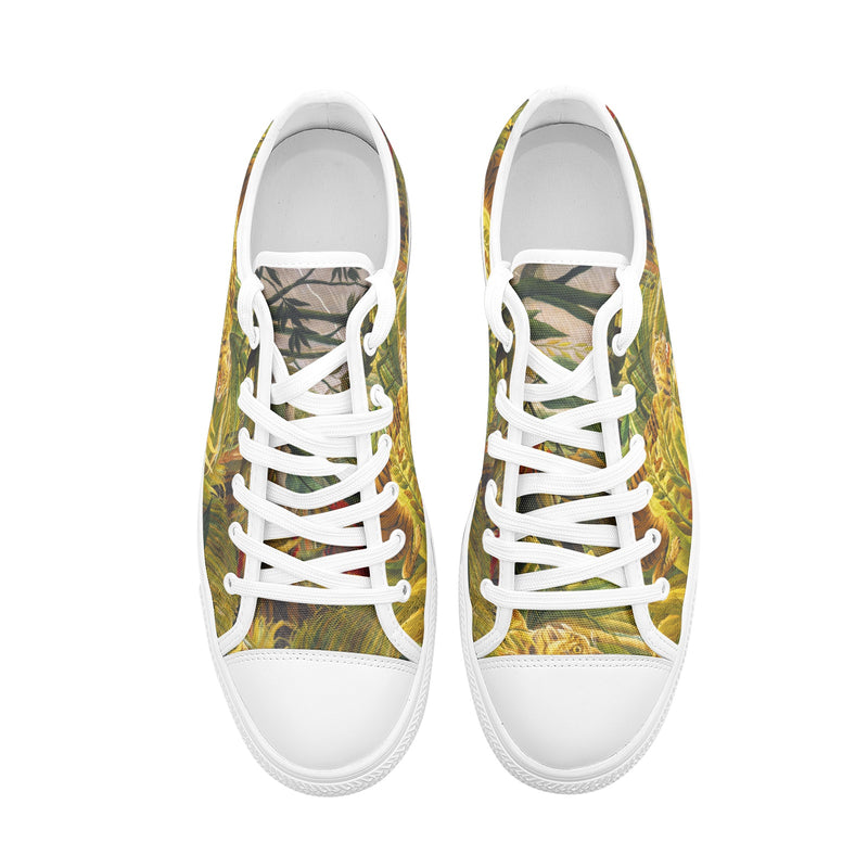 Tiger in a Tropical Storm by Rousseau Unisex Low Top Canvas Shoes - Objet D'Art