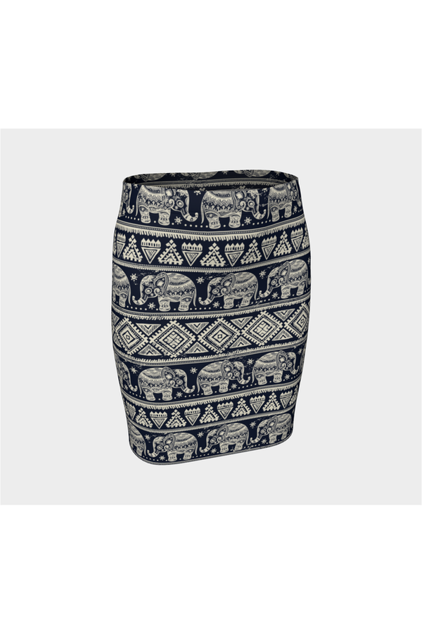 Nakashi Tribal Indian Elephant Parade Fitted Skirt - Objet D'Art