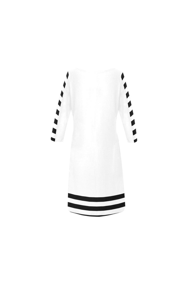 Stripe Accented Rhea Loose Round Neck Dress - Objet D'Art