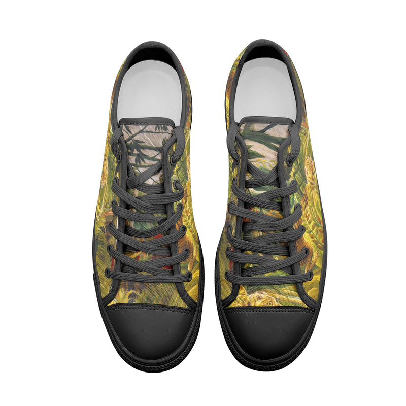 Tiger in a Tropical Storm by Rousseau Unisex Low Top Canvas Shoes - Objet D'Art