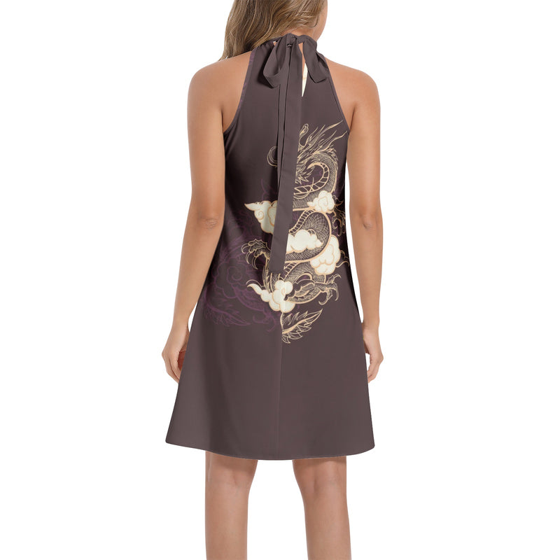 Tie Back Halter Neck Flared Dress - Objet D'Art