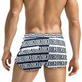 white on blue greek key print Men's Swim Trunks with Zipper Pocket (Model L71) - Objet D'Art