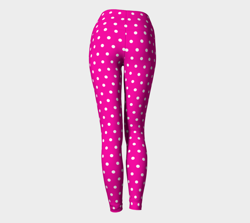 Fuchsia Polka Dots Yoga Leggings - Objet D'Art