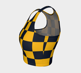 Blue & Gold Checkered Athletic Crop Top - Objet D'Art