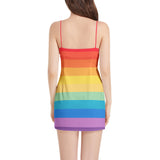 Spectral Bars Sleeveless Square Neckline Spaghetti Strap Mini Dress - Objet D'Art