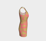 Dark Pink and Green Bodycon Dress - Objet D'Art