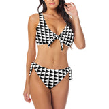 black flag print Bow Tie Front Bikini Swimsuit (Model S38) - Objet D'Art