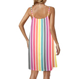 spectral striped Drawstring Neck Sleeveless Dress (Model D68) - Objet D'Art