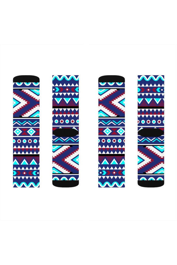 Aqua Aztec Sublimation Socks - Objet D'Art
