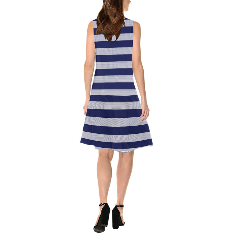 striped striped print Sleeveless Splicing Shift Dress(Model D17) - Objet D'Art