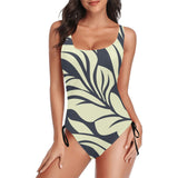 petal play print Drawstring Side One-Piece Swimsuit (Model S14) - Objet D'Art