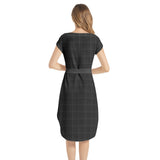 Midnight Matrix Notched Neck Belted Dress - Objet D'Art