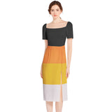 Candy Corn Split Thigh Midi Bodycon Dress - Objet D'Art
