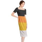 Candy Corn Split Thigh Midi Bodycon Dress - Objet D'Art