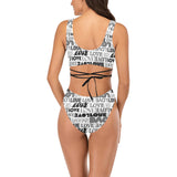 love print bw 2 Cross String Bikini Set (Model S29) - Objet D'Art
