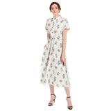 Drawstring Waist A-line Flared Midi Dress - Objet D'Art