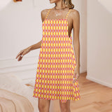 aut med diam print Drawstring Neck Sleeveless Dress (Model D68) - Objet D'Art