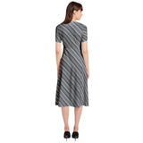 Striped Puff Sleeve Button Through Dress - Objet D'Art