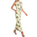 M Kemp Dahlia Halter Neck Buckle Belted Jumpsuit - Objet D'Art