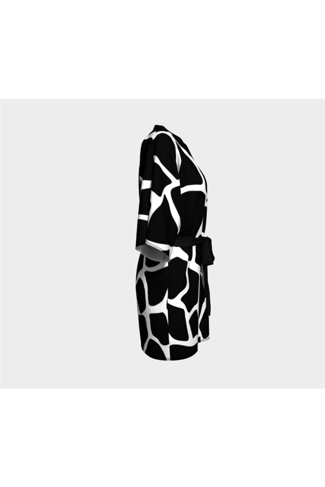 Black Giraffe Print Kimono Robe - Objet D'Art