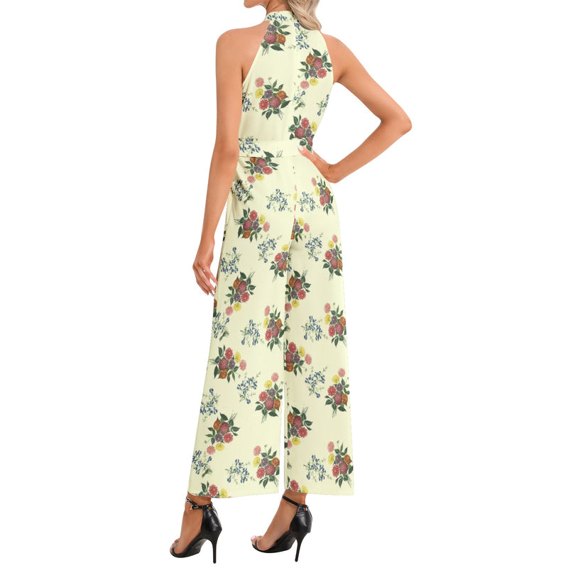 M Kemp Dahlia Halter Neck Buckle Belted Jumpsuit - Objet D'Art