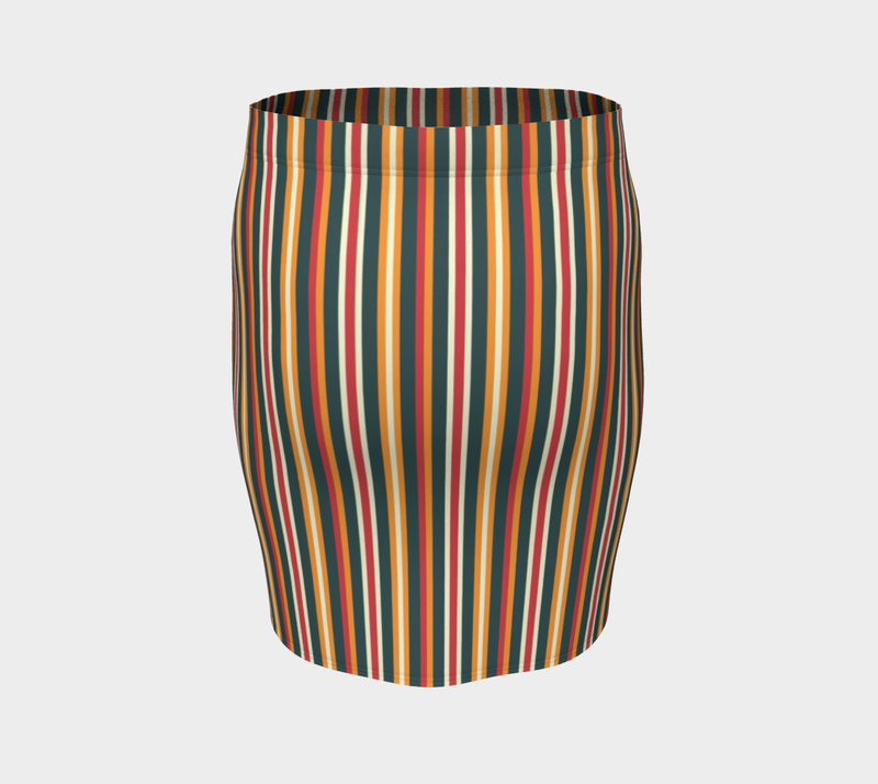 Autumn Stripes Fitted Skirt - Objet D'Art