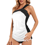 black 2 9k Women's One Shoulder Backless Swimsuit (Model S44) - Objet D'Art