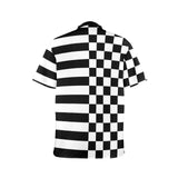 black 2 9k Men's Stand-Up Collar Short Sleeve Shirt - Objet D'Art