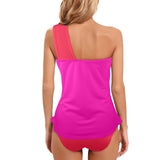 fuchsia anal2 print Women's One Shoulder Backless Swimsuit (Model S44) - Objet D'Art