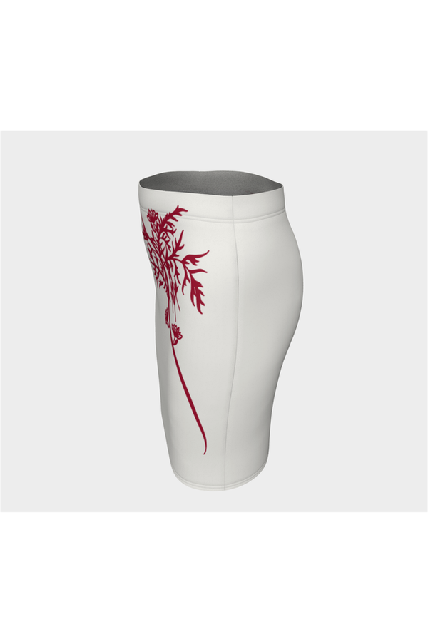 Coral Orange Flower Fitted Skirt - Objet D'Art