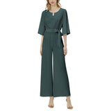 Dolman Sleeve Belted Wide Leg Jumpsuit - Objet D'Art