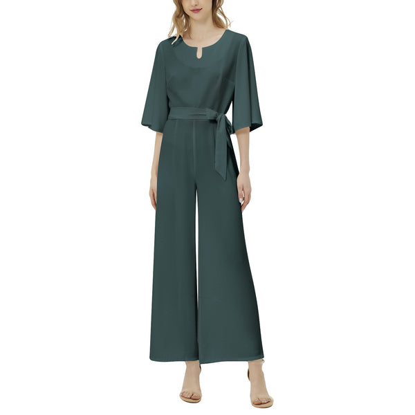 Dolman Sleeve Belted Wide Leg Jumpsuit - Objet D'Art